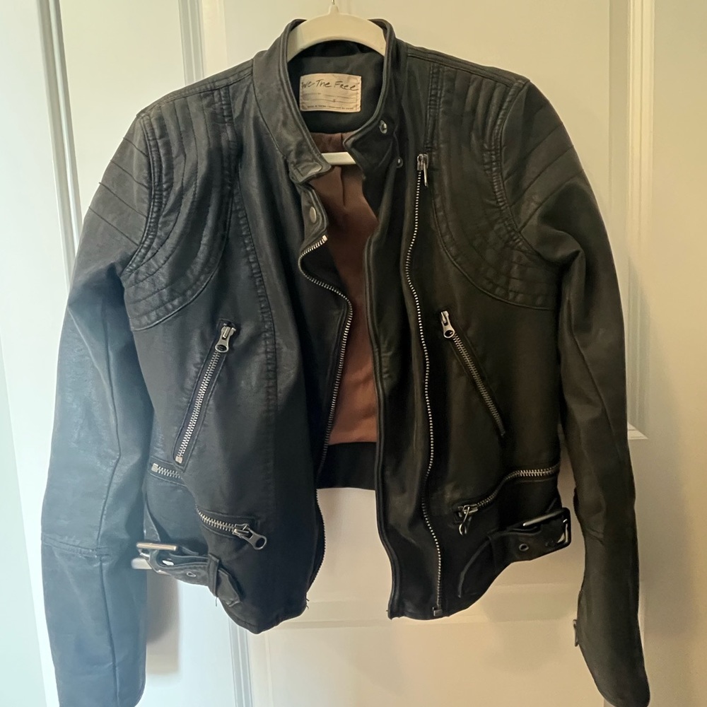 NWOT Free People We The Free Leather Moto Jacket